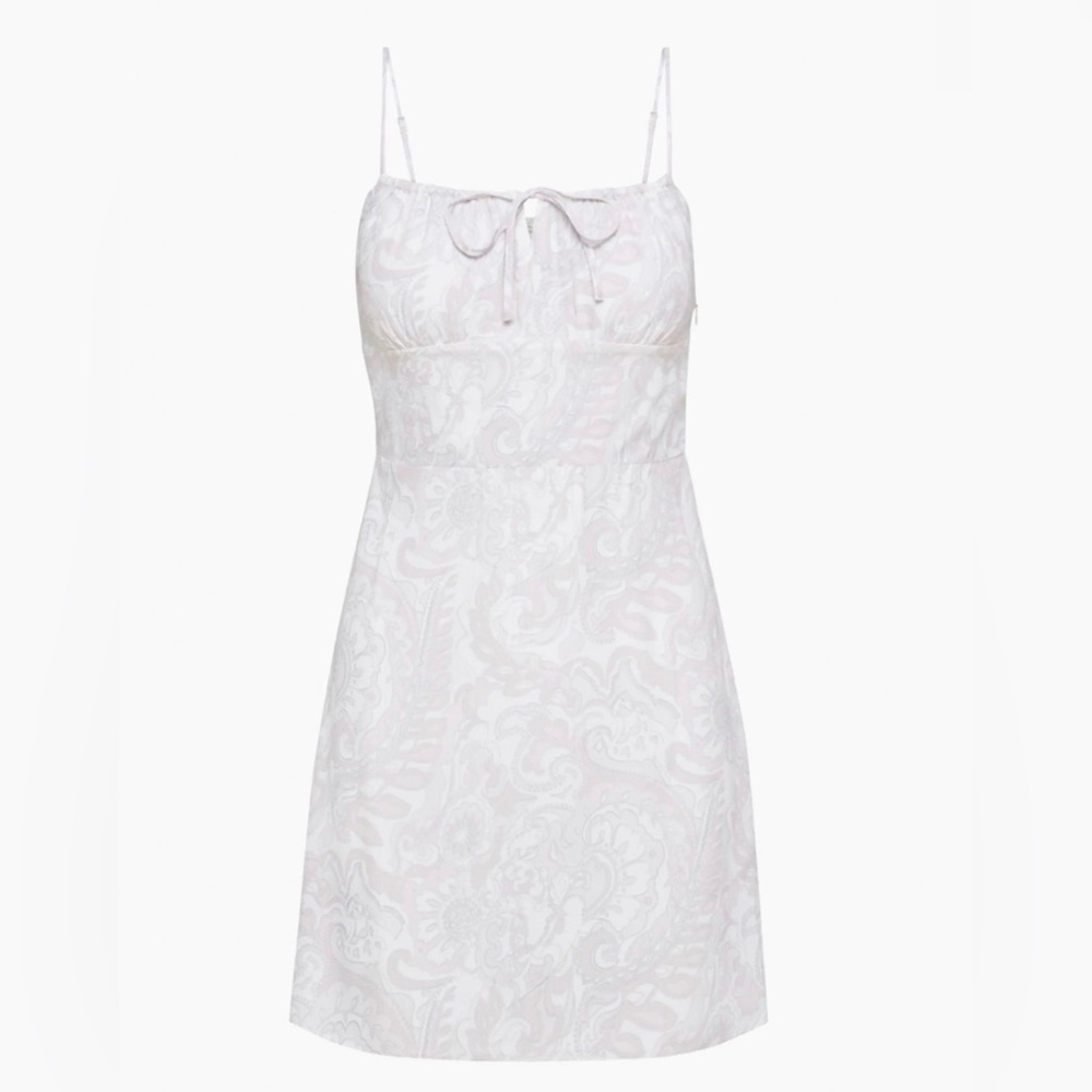 Aritzia Wilfred Bellow Mini Dress- Tie-Front Paisley Dress